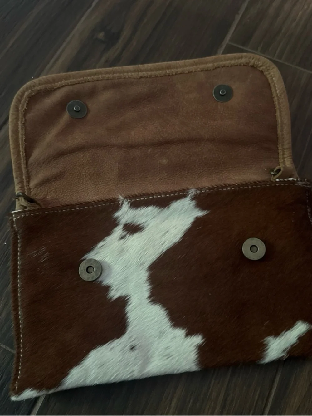 Myra ag Cowhide Hair-on Leather Clutch Brown & White - Picture 3 of 5